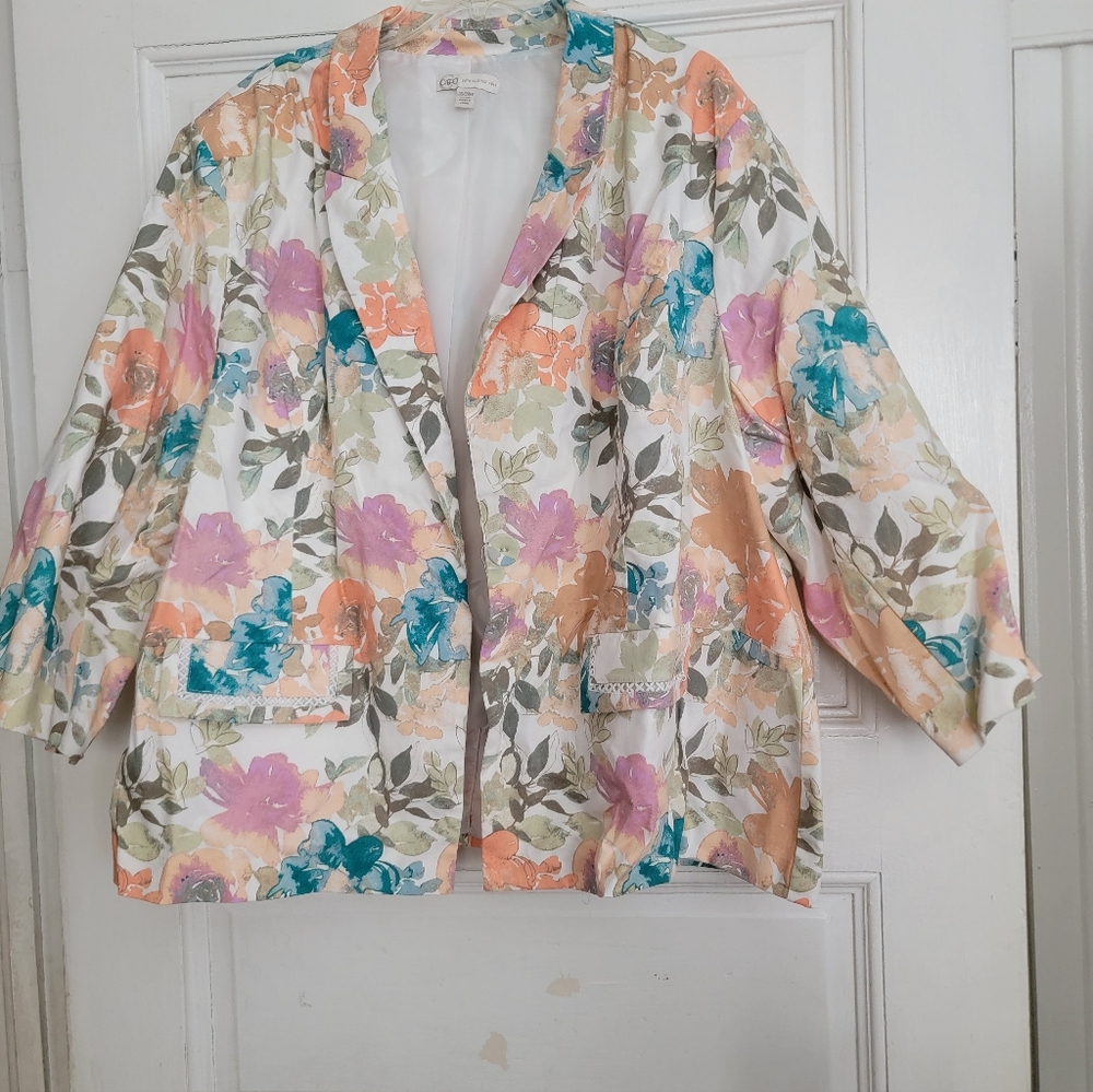 Plus Size Cato Multicolor Floral Blazer 26W/28W